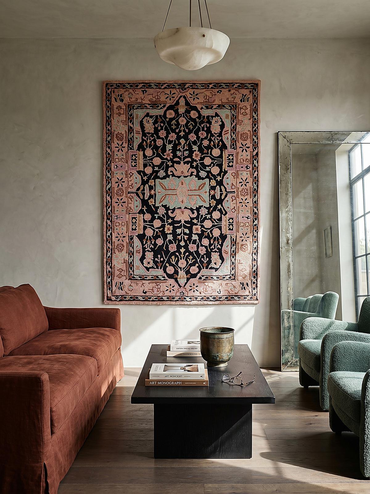 WOLLTEPPICH SOAR, mit Traditionelles Blumenmuster, Rosa-Schwarz, 160 x 230 cm - Rosa, Textil (230/160cm) - KADIMA DESIGN