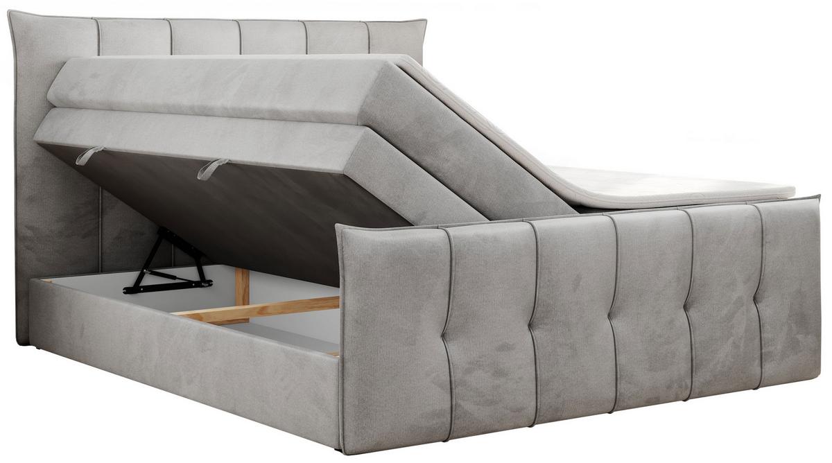 BOXSPRINGBETT PREMIUM 11 KING 120/200 Hellgrau Velvet - H4 - Hellgrau, Holz/Textil (120/200cm) - MKS