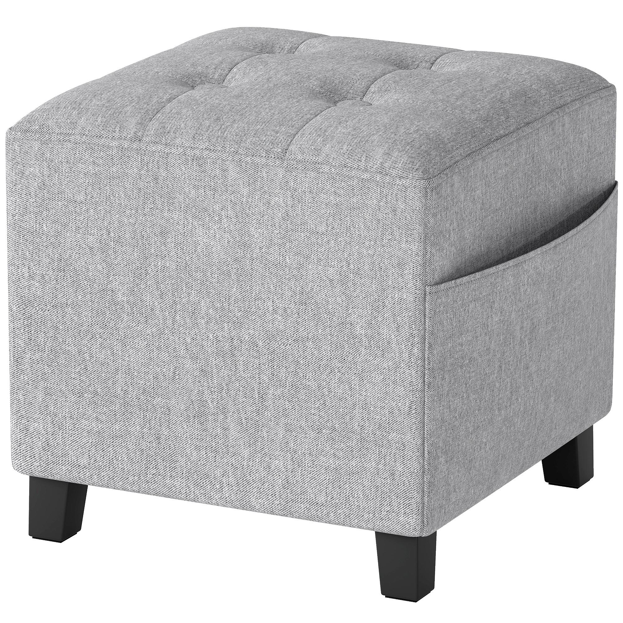 HOCKER Polyester Hellgrau - Hellgrau, Textil (35/35/35cm) - HOMCOM