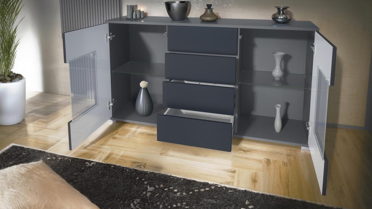 SIDEBOARD Grömitz Weiß Hochglanz - Weiß Hochglanz, Holzwerkstoff (138.5/75.5/35cm) - Vladon