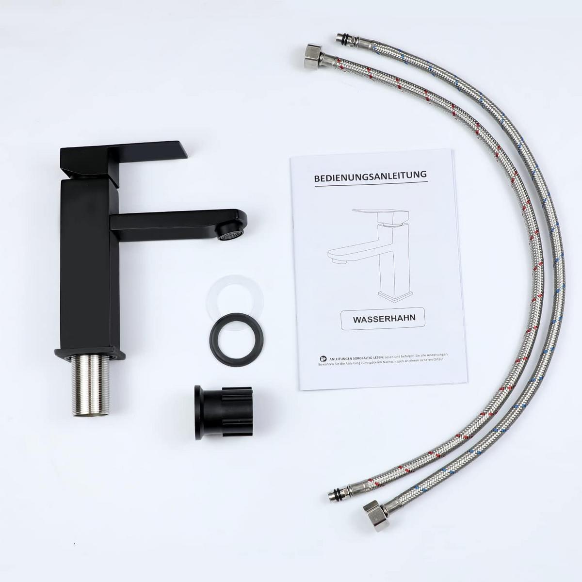 WASCHTISCHARMATUR Nixarn 4.9/17.3/16.2 cm - Schwarz, Metall (4.9/17.3/16.2cm) - ZMH