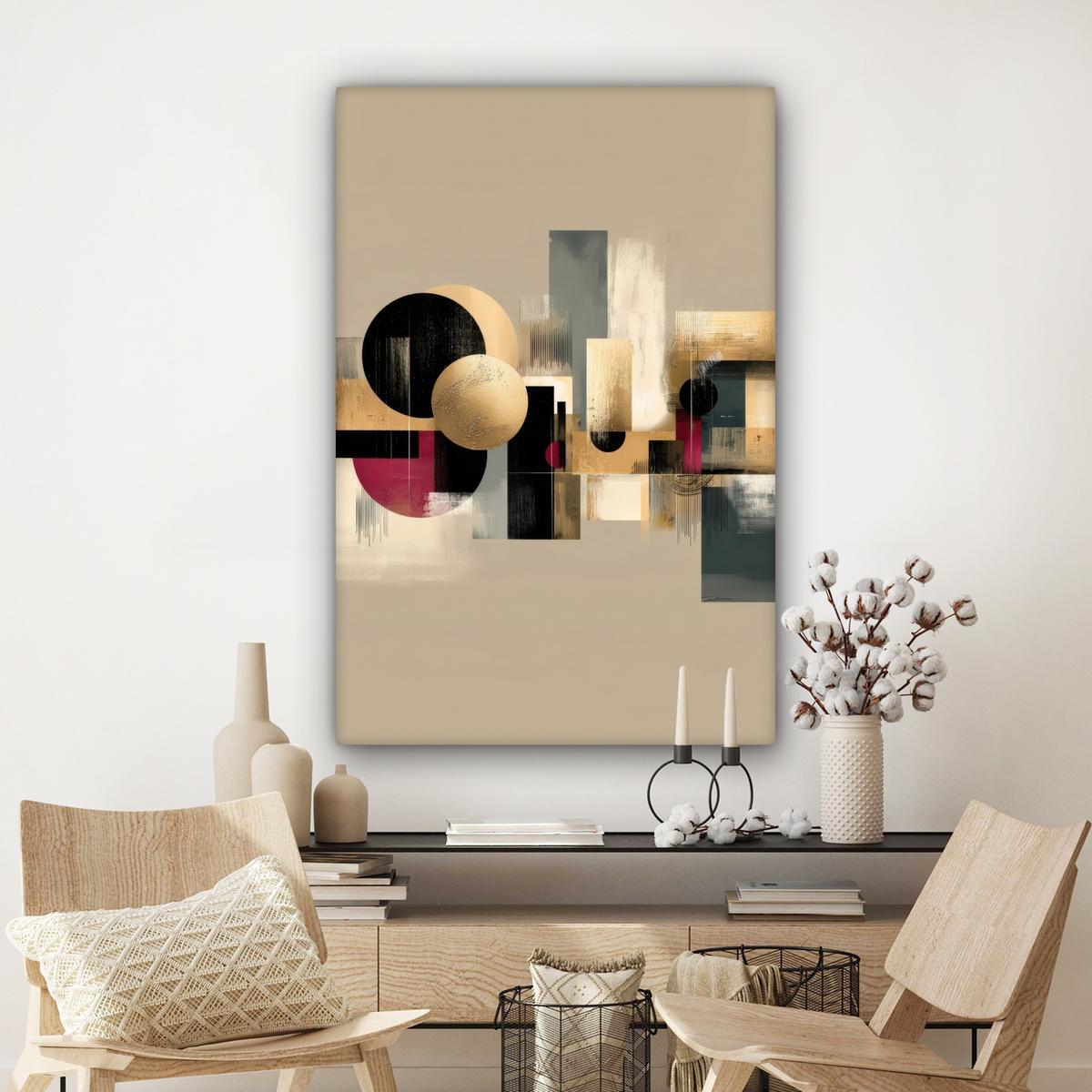LEINWANDBILD Abstrakt - Formen - Beige - Texturen Deko XXL 80x120 cm - Beige, Textil (80/120cm) - MuchoWow