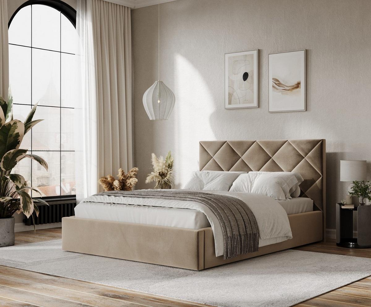 POLSTERBETT Torno 140/200 cm Taupe im Paros Stoff - Taupe/Schwarz, Holz/Holzwerkstoff (140/200cm) - AltaBeds