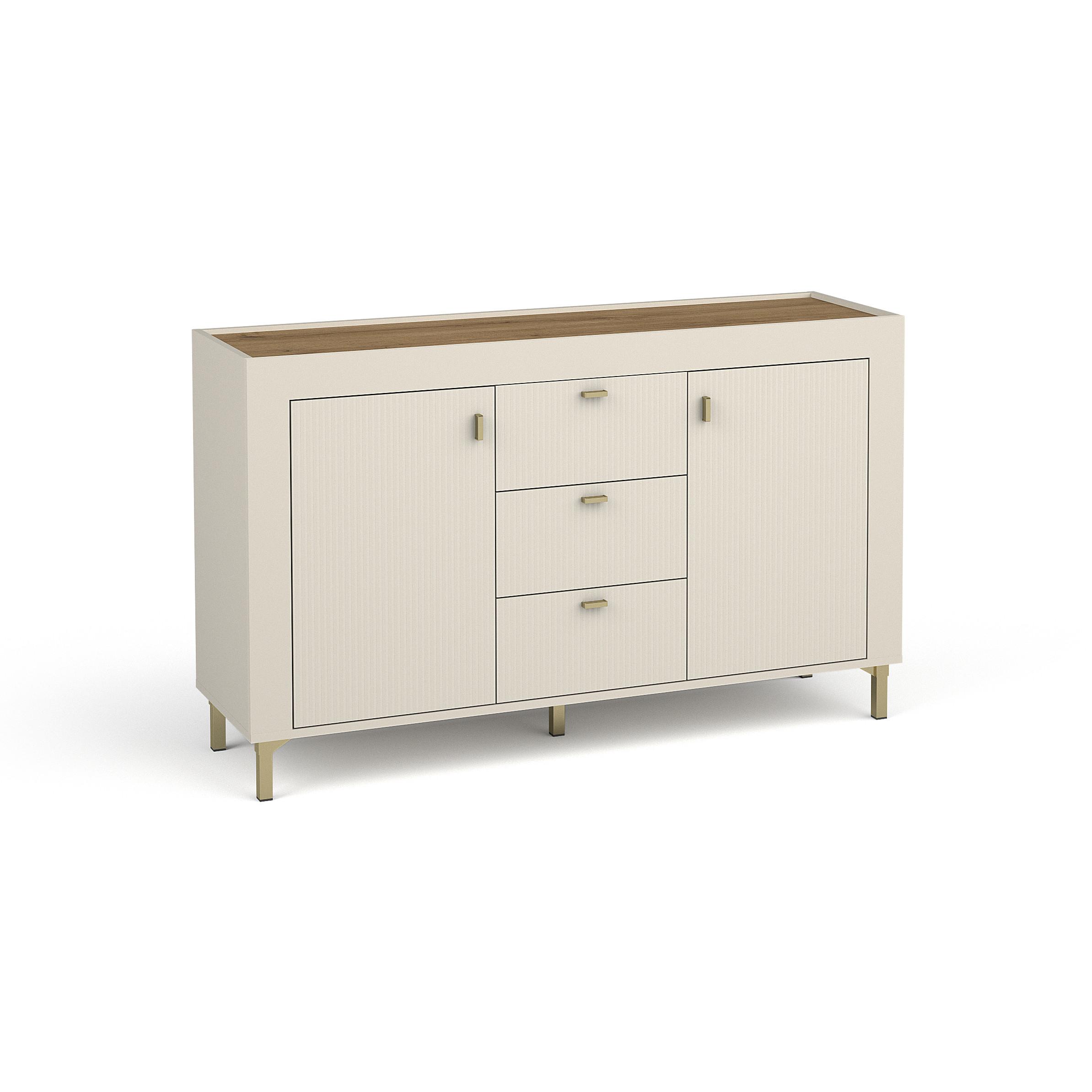 KOMMODE Monta mit 2 Türen und 3 Schubladen, Kaschmir - Kaschmir, Holzwerkstoff (137/84/40cm) - Beautysofa