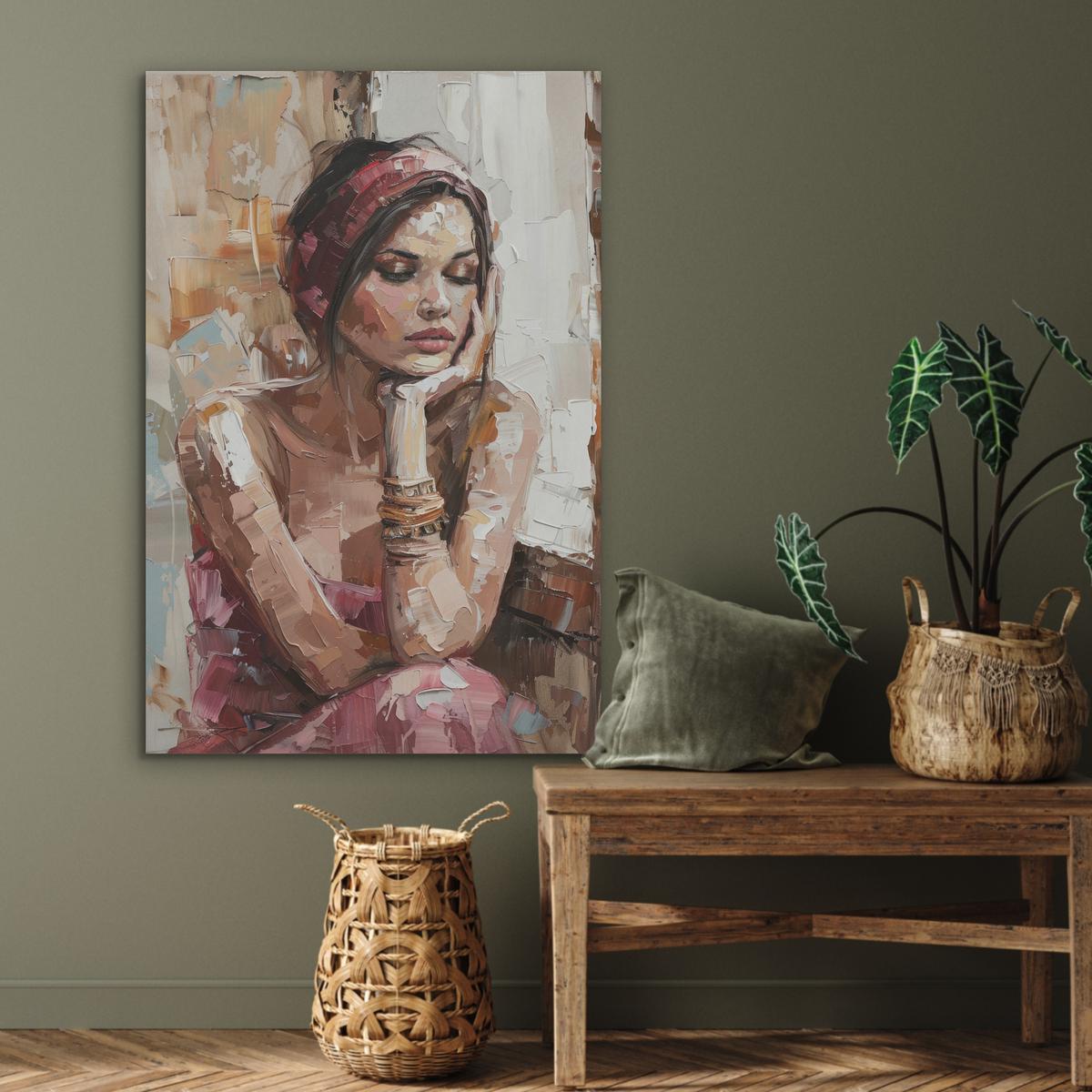 AKUSTIKBILD Frau - Lackierung - Porträt - Modern Wanddeko 60x90 cm - Altrosa, Kunststoff (60/90/0.9cm) - MuchoWow