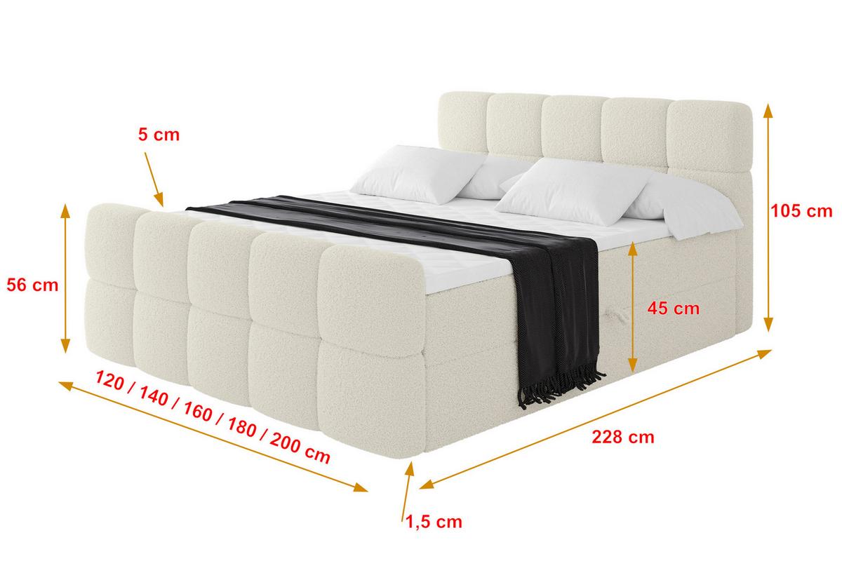 BOXBETT mit Matratze H3 - FAMA-Z - 140x200 cm Beige Quelle - Sandfarben, Holzwerkstoff (140/200cm) - ALTDECOR