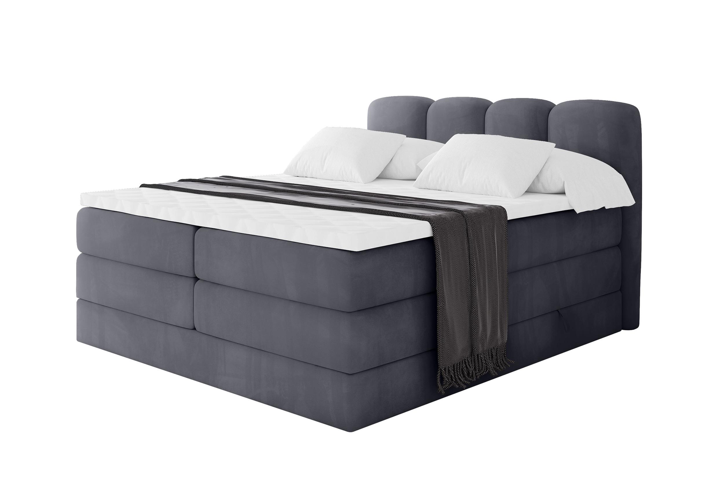 BOXBETT mit Matratze H3|H4 - NINA KING - 120x200 cm - Dunkelgrau - Dunkelgrau, Holzwerkstoff (120/200cm) - ALTDECOR