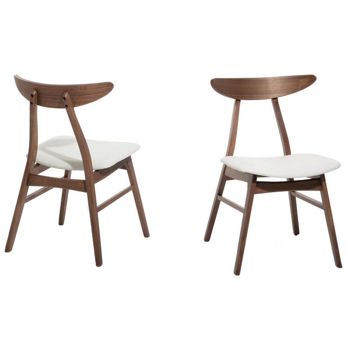 ESSZIMMERSTUHL 2er-Set Gummibaumholz Weiß Lynn - Weiß, Holz/Textil (49/78/47cm) - Beliani