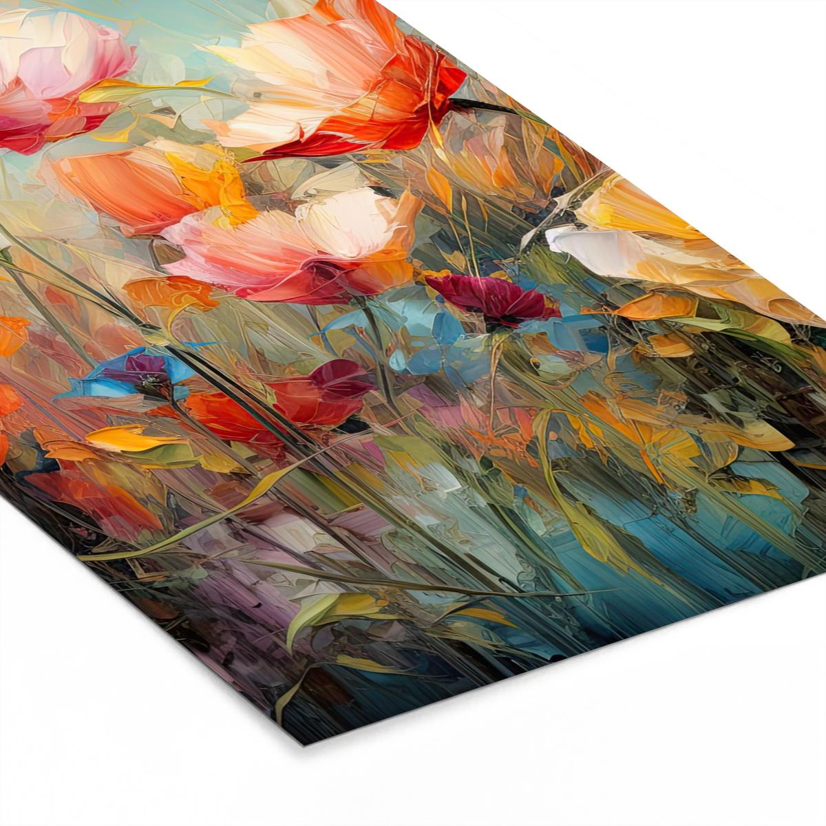 POSTER MIT RAHMENGERAHMTES BILD Blumen - Aquarell - Kunst - Botanisch - Natur 60x90 cm - Orange, Papier (60/90cm) - MuchoWow