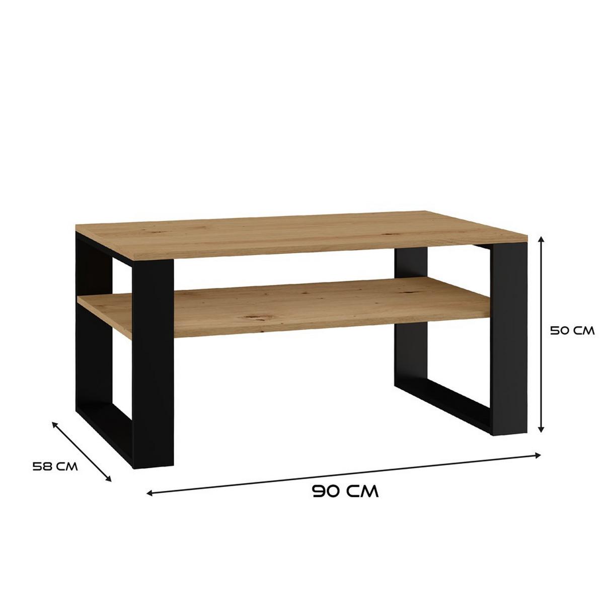 COUCHTISCH Artisan, Schwarz 90/50/58 - Schwarz, Holzwerkstoff (58/90/50cm) - RAUMHIRSCH FURNITURE