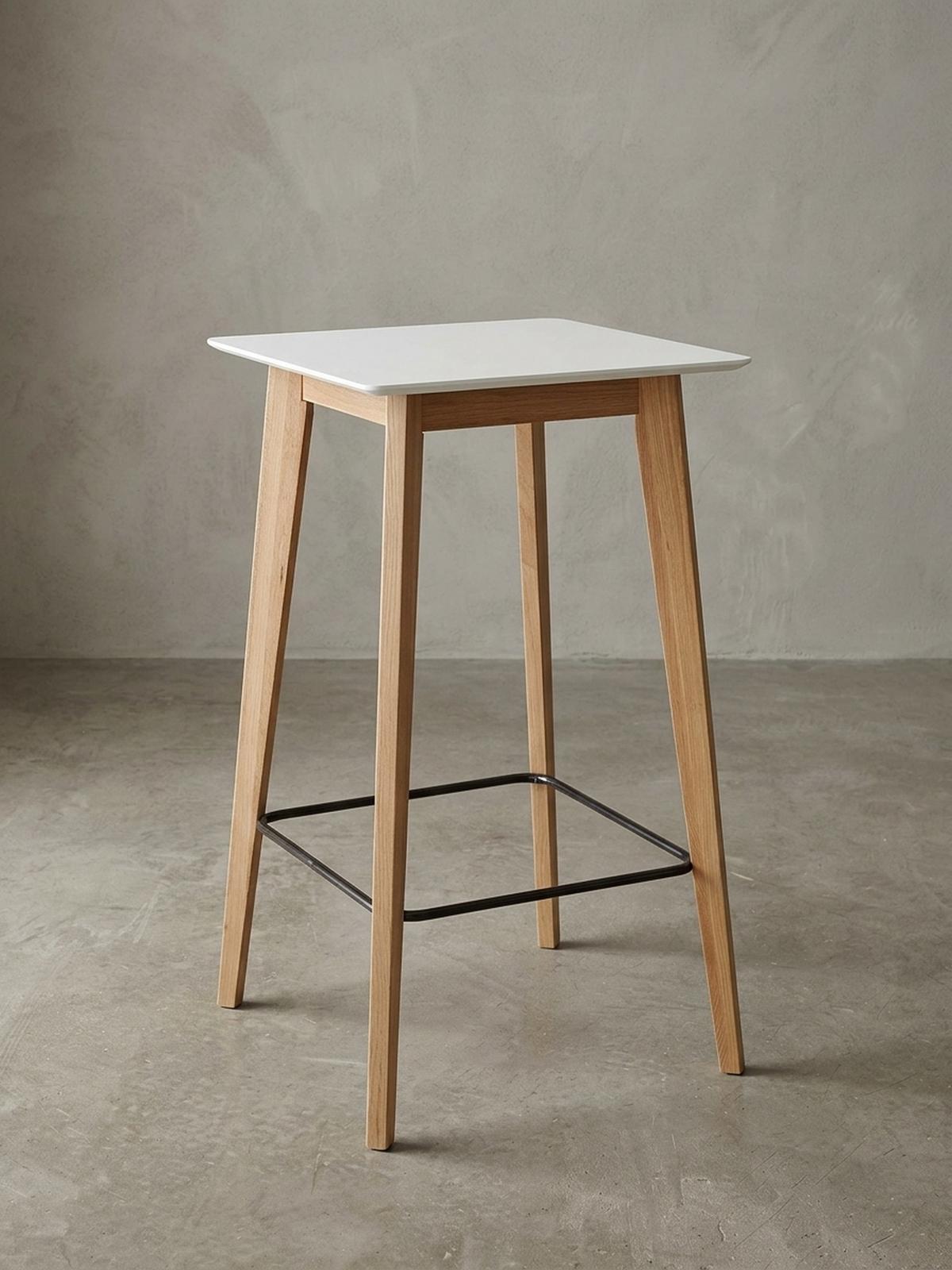 BARTISCH – Skandinavisch, Eichenbeine, quadratisch, 50 kg Belastbarkeit - Weiß/Braun, Eichenholz/Holz (60/60/110cm) - KADIMA DESIGN
