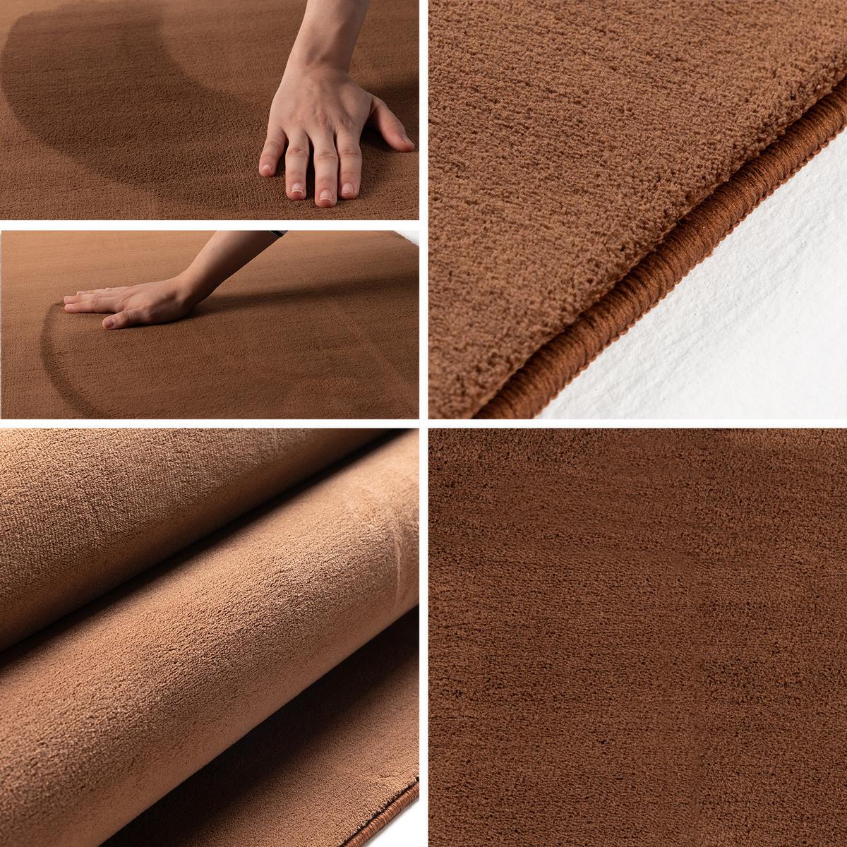 TEPPICH Kurzflor Waschbar LECH in Braun, einfarbig, Ø 160 cm - Braun, Textil (160/160cm) - KADIMA DESIGN