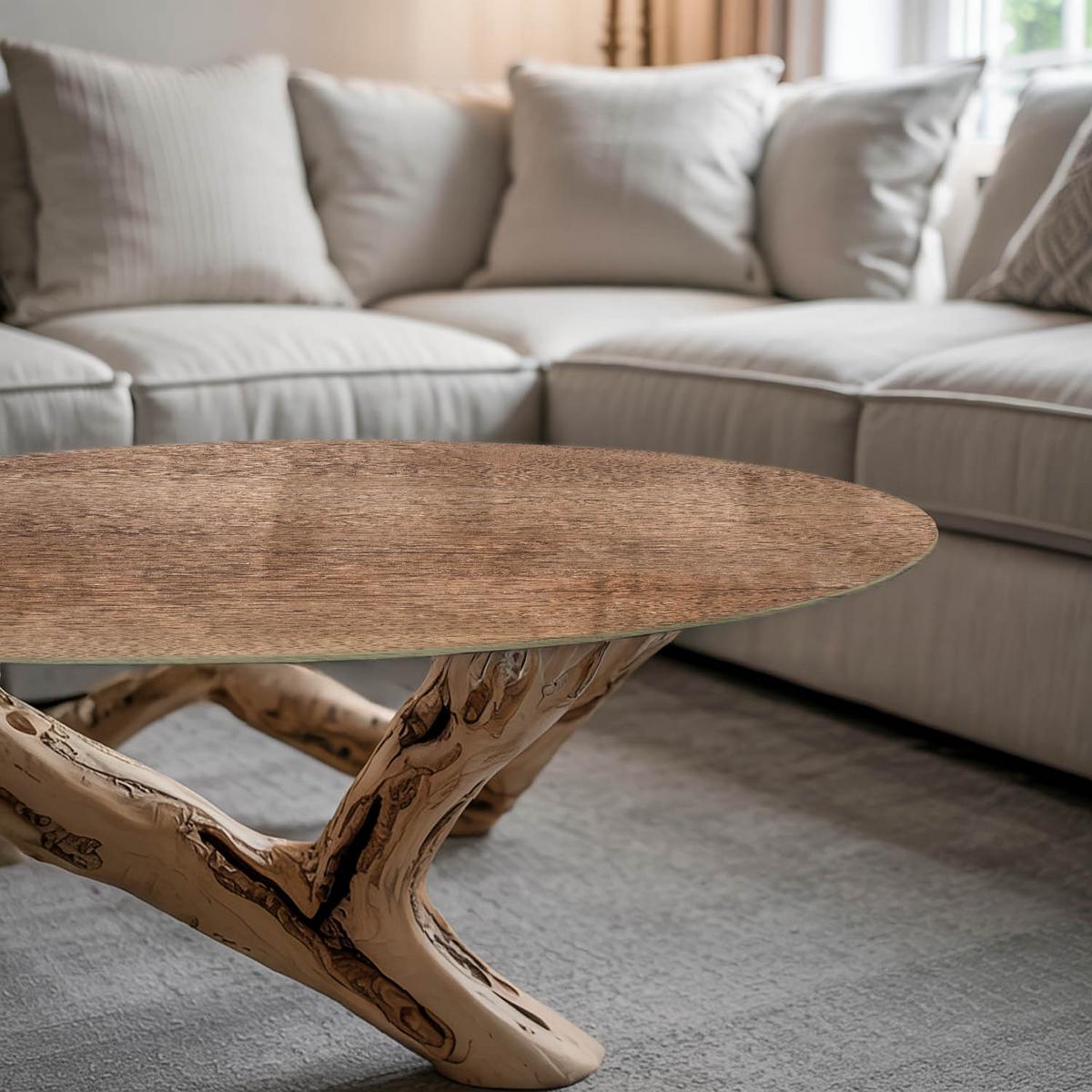 TISCHPLATTE fi50 cm Natürliche Holzmaserung - Braun, Glas (0.4/50/50cm) - TULUP