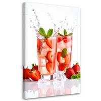 LEINWANDBILD Erdbeer-Cocktail 40x60cm - Rot, Textil (40/60cm) - Feeby