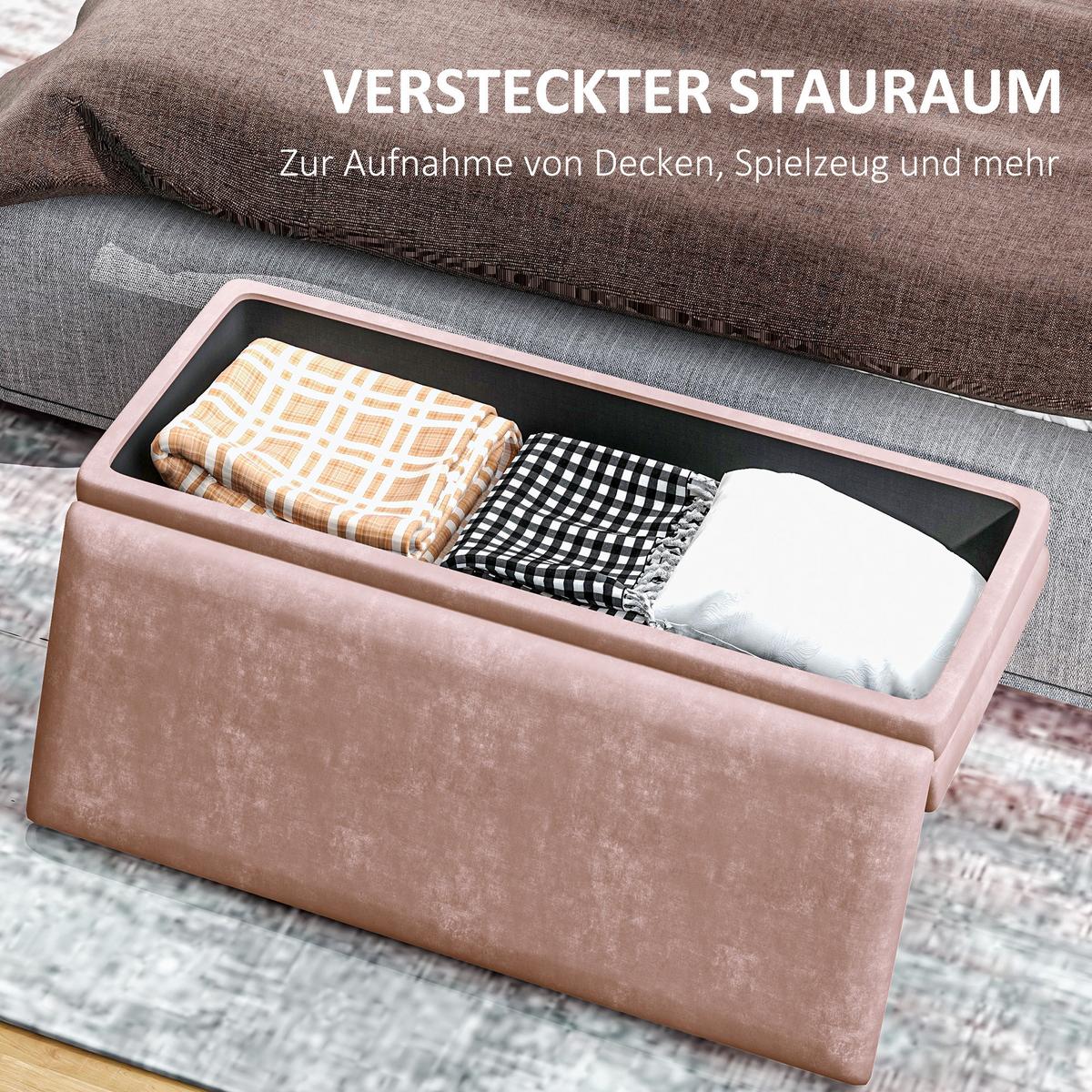 TRUHENBANK mit Stahlbeine, Rosa - Rosa, Kunststoff (37.5/42/100cm) - HOMCOM