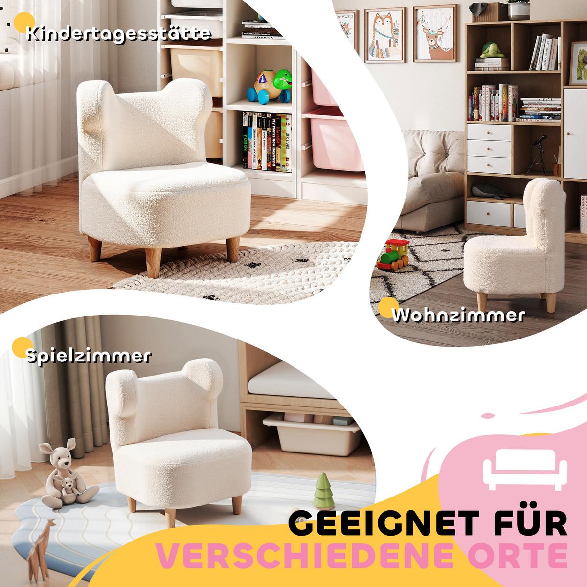KINDERSESSEL Teddyfleece-Optik Bärenform Beige - Beige/Naturfarben, Holz/Holzwerkstoff (43/53/47cm) - AIYAPLAY