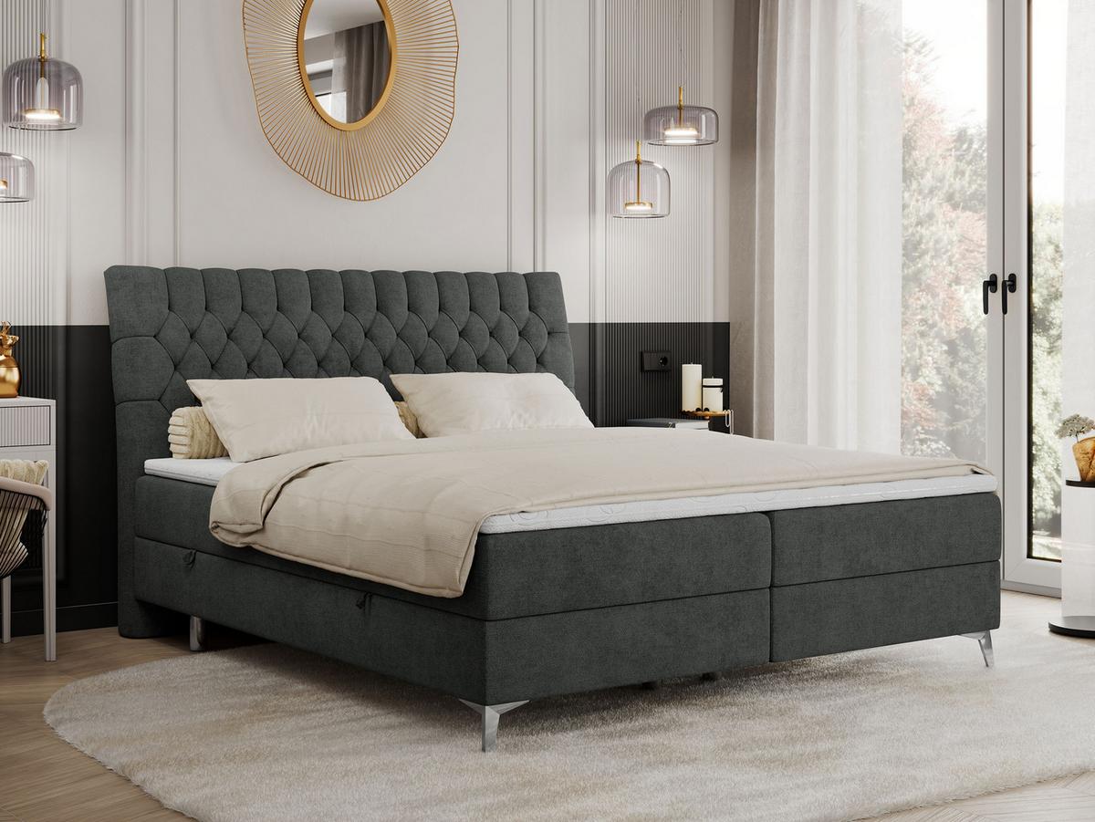BOXBETT MILEN 200/200 Dunkelgrau Struktur - H3 - Dunkelgrau, Holz/Textil (200/200cm) - MKS
