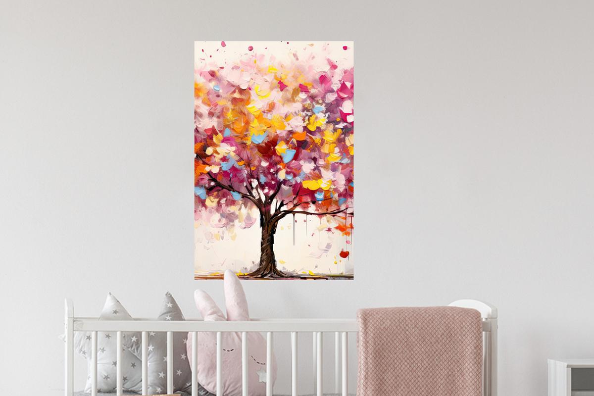 WANDTATTOO Aquarell - Baum - Kunst - Abstrakt Wandbild 40x60 cm - Multicolor, Kunststoff (40/60/0.1cm) - MuchoWow
