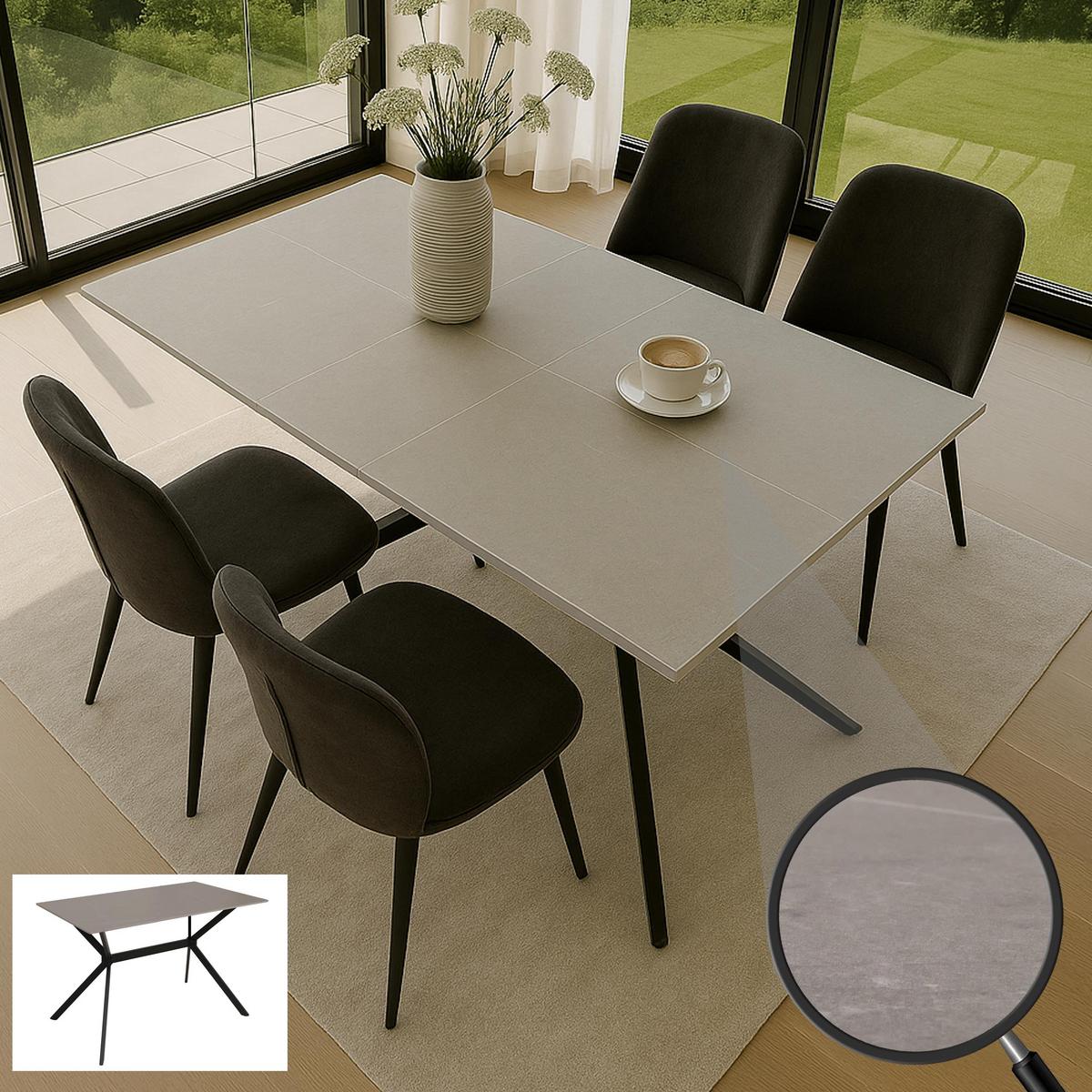 ESSZIMMERTISCH eckig Grau - Grau, Stein (70/120/76cm) - MCW