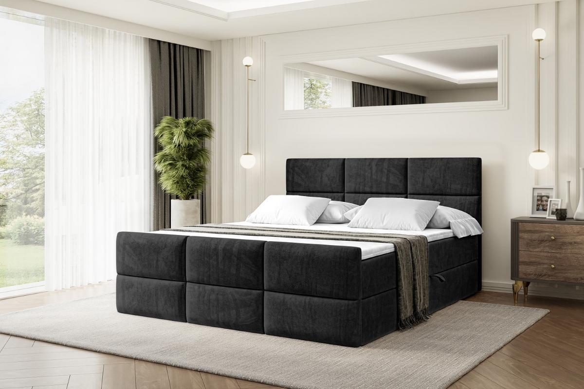 BOXBETT OHIO-Z - 180x200 cm - H4 - Schwarz - Schwarz, Holzwerkstoff (180/200cm) - ALTDECOR