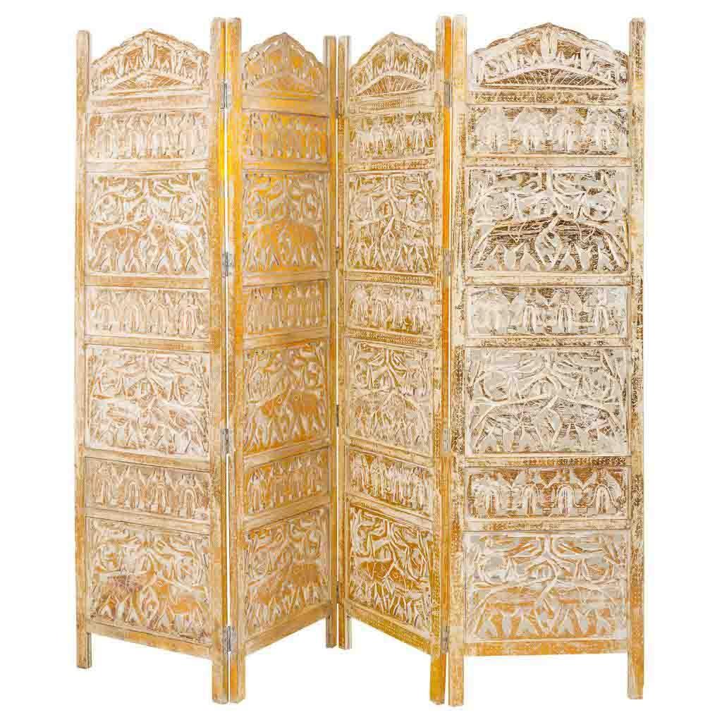 PARAVENT aus Holz, weiß, 2x180cm - Beige, Holz (200/180/2.5cm) - Wanderlust