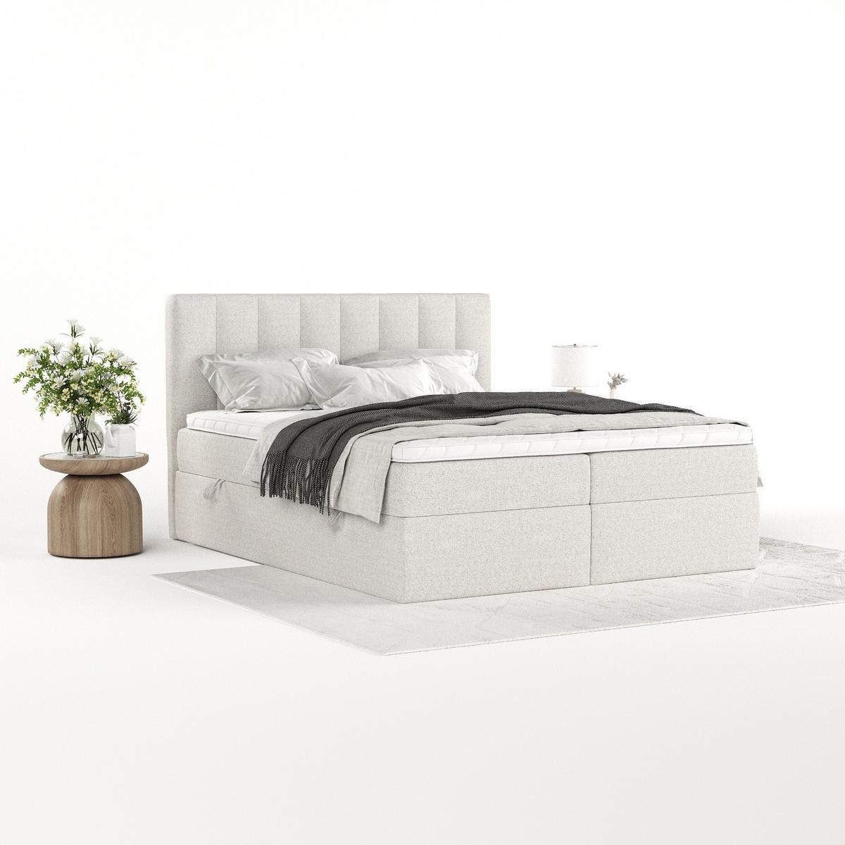 BOXBETT Bari 180/200 cm Hellbeige im Riva Stoff - Sandfarben, Holz/Holzwerkstoff (180/200cm) - AltaBeds