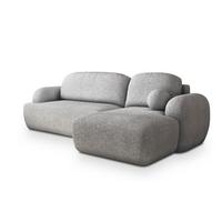 ECKSOFA MODENZA N R-S Hellgrau Boucle-Stoff mit Schlaffunktion - Hellgrau/Schwarz, Holz/Kunststoff (266/148cm) - MASSENO