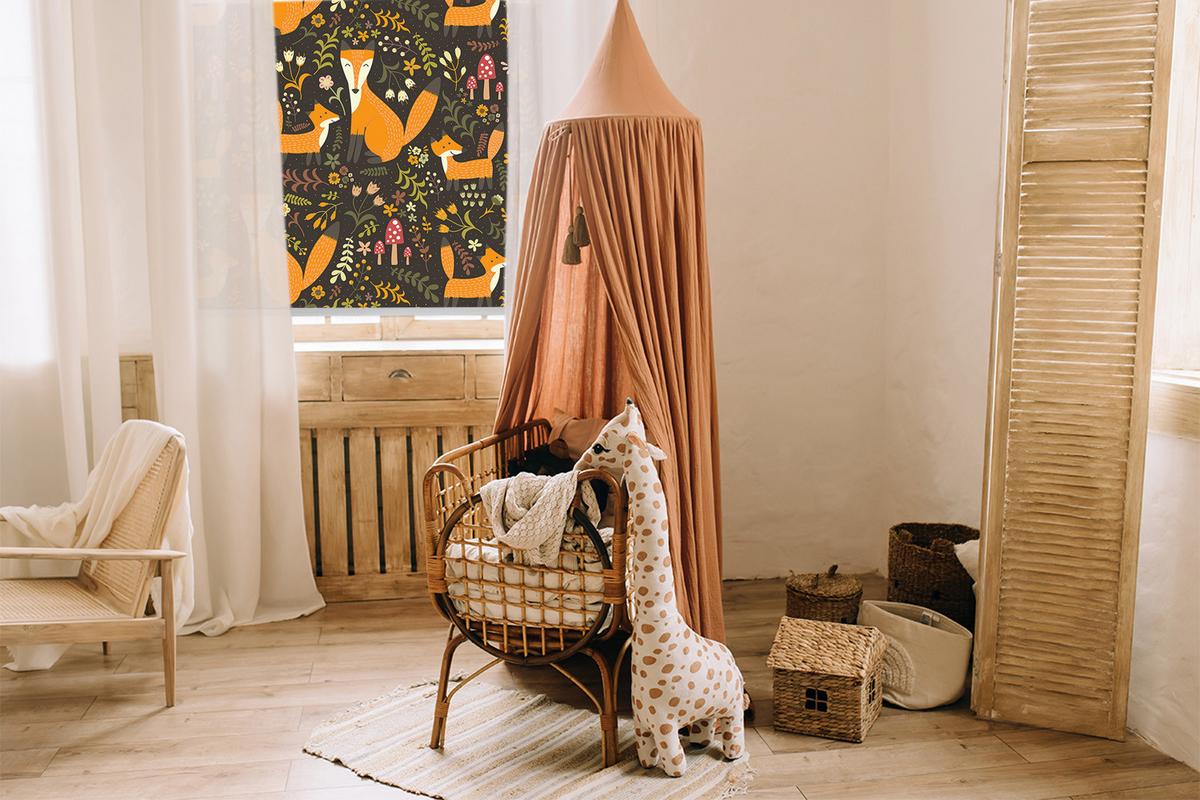 INNENROLLO - Fensterrollo - Rollo - 60x40 cm - Füchse und Pflanzen - Orange, Kunststoff (60/140/0.5cm) - TULUP