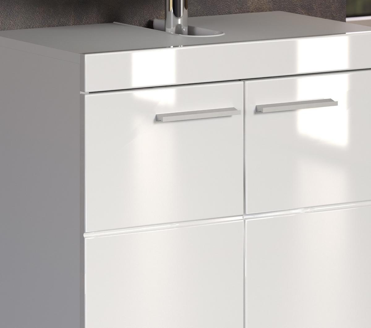 WASCHBECKENUNTERSCHRANK weiß Hochglanz 60 x 56 cm, Badschrank 2-türig - Weiß, Holzwerkstoff/Kunststoff (60/56/34cm) - Top.Furn