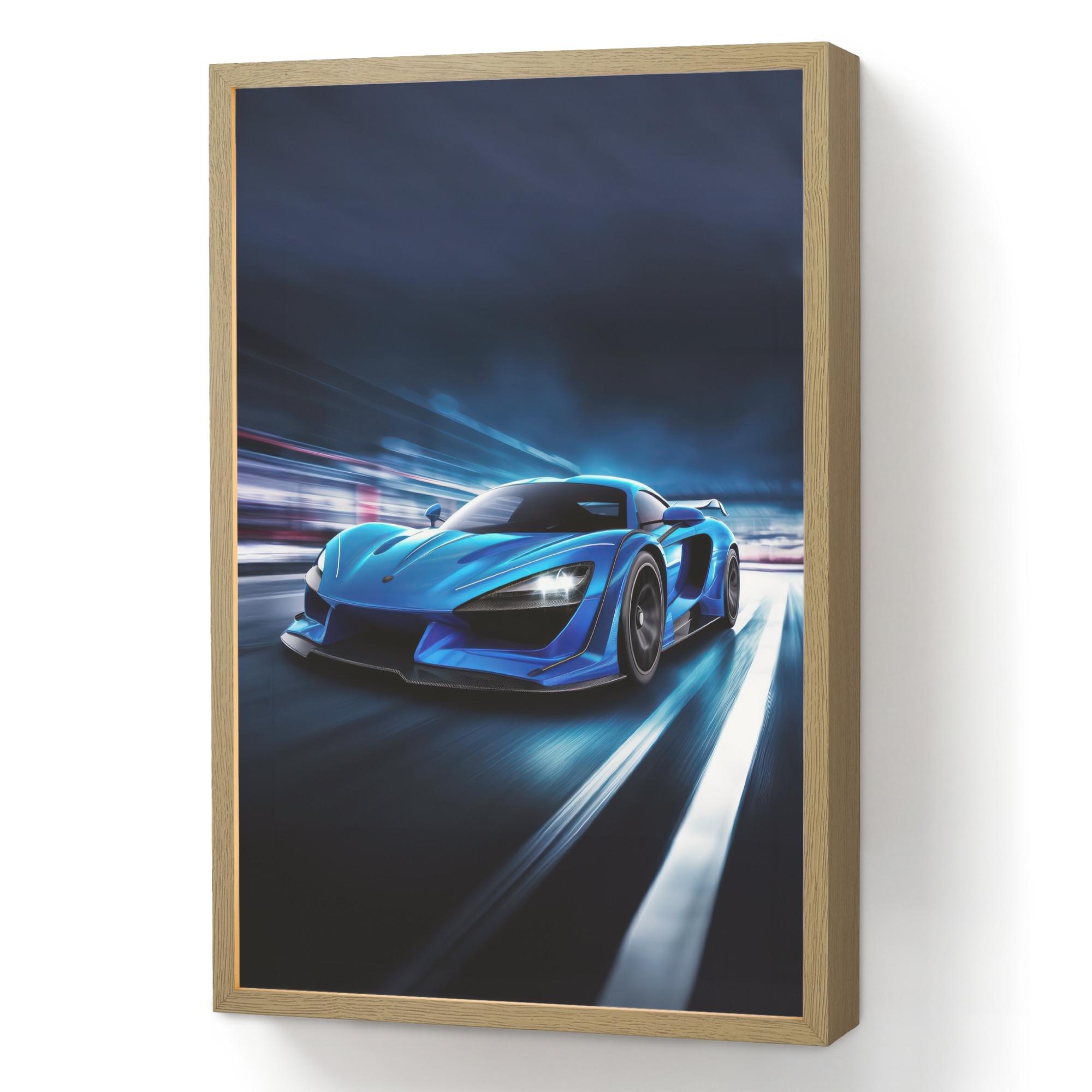 WANDLEUCHTE MIT AKKU Auto - Blau - Jungen - Kind 40x60 cm - Blau, Holzwerkstoff (40/60/8cm) - OnlyWow