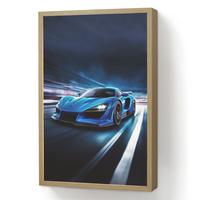 WANDLEUCHTE MIT AKKU Auto - Blau - Jungen - Kind 40x60 cm - Blau, Holzwerkstoff (40/60/8cm) - OnlyWow