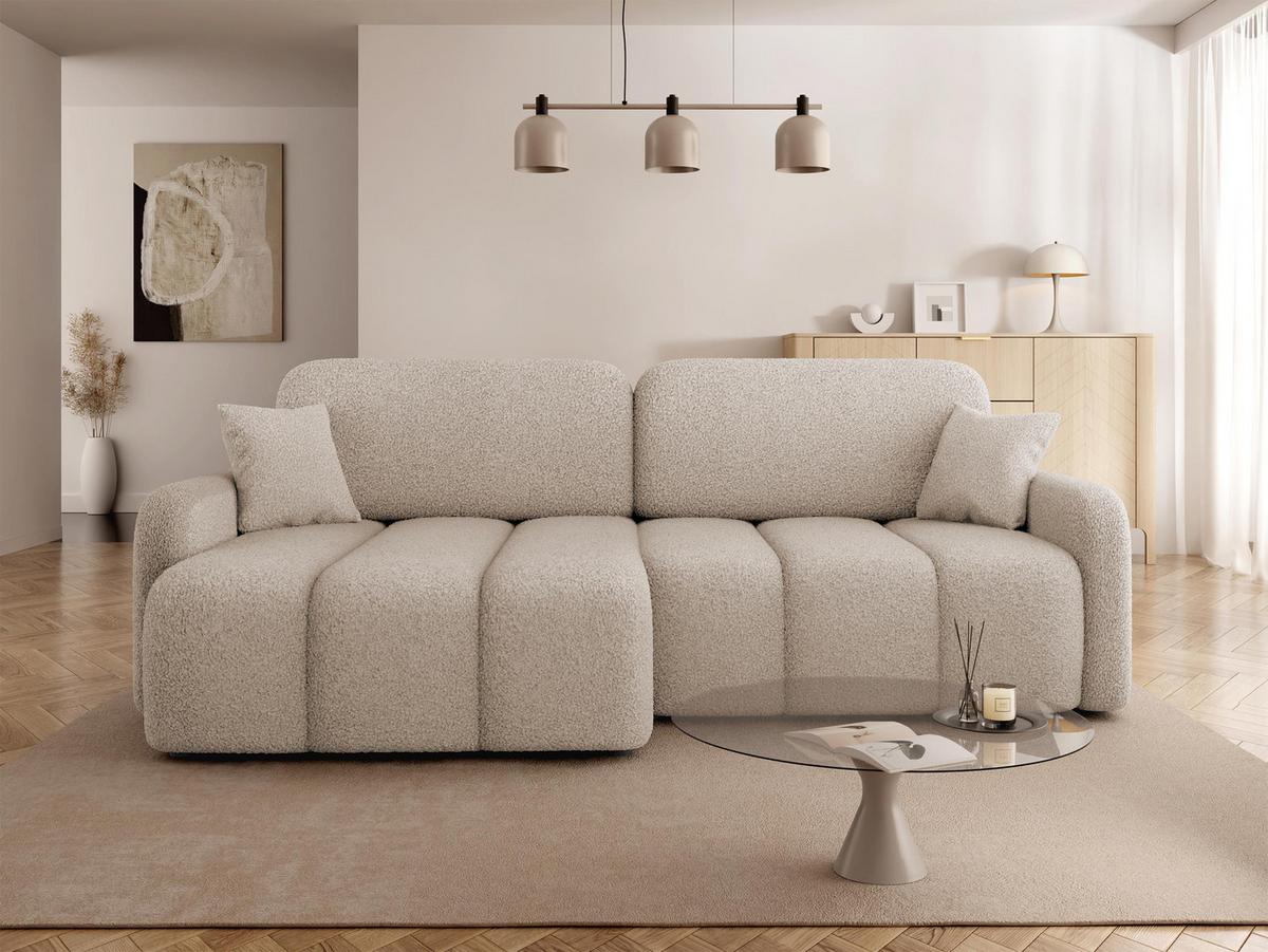 ECKSOFA Carlos Boucle - Beige/Schwarz, Holz/Kunststoff (236/160cm) - MIRJAN24