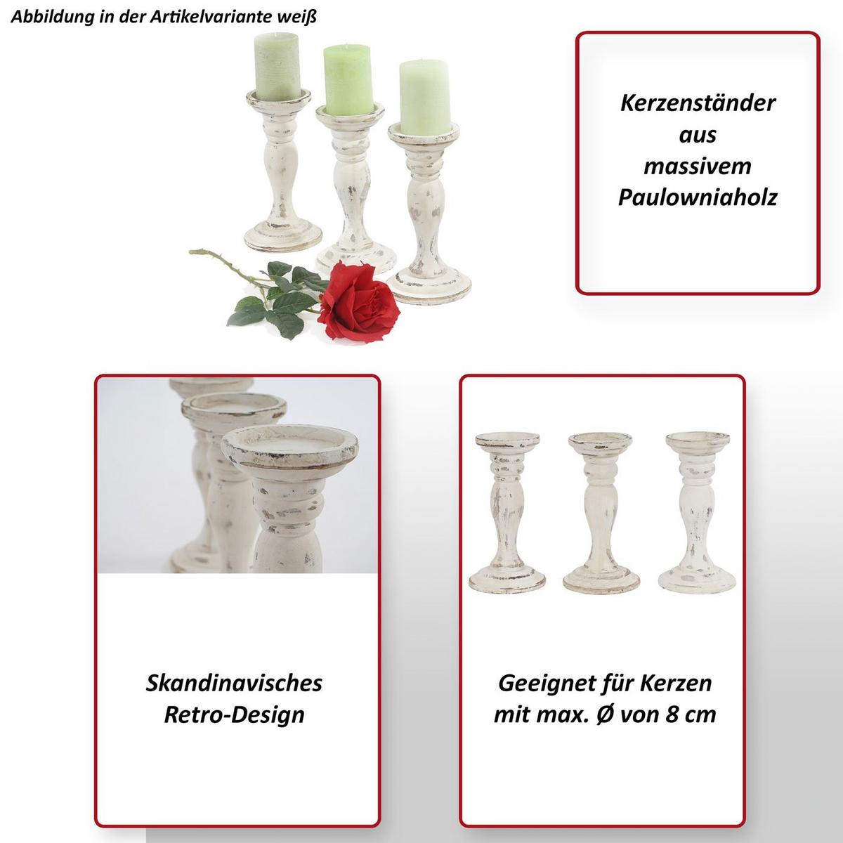 KERZENSTÄNDER 3ER-SET Grau - Grau, Holz (12/24/12cm) - MCW