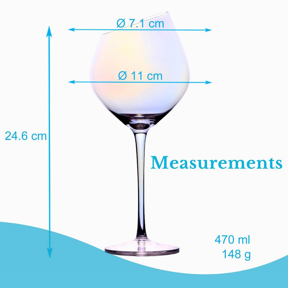 WEIN GLAS SET moderne Kante Regenbogen Schimmer 470 ml (6er-Set) - Transparent, Glas (0.47L) - Intirilife