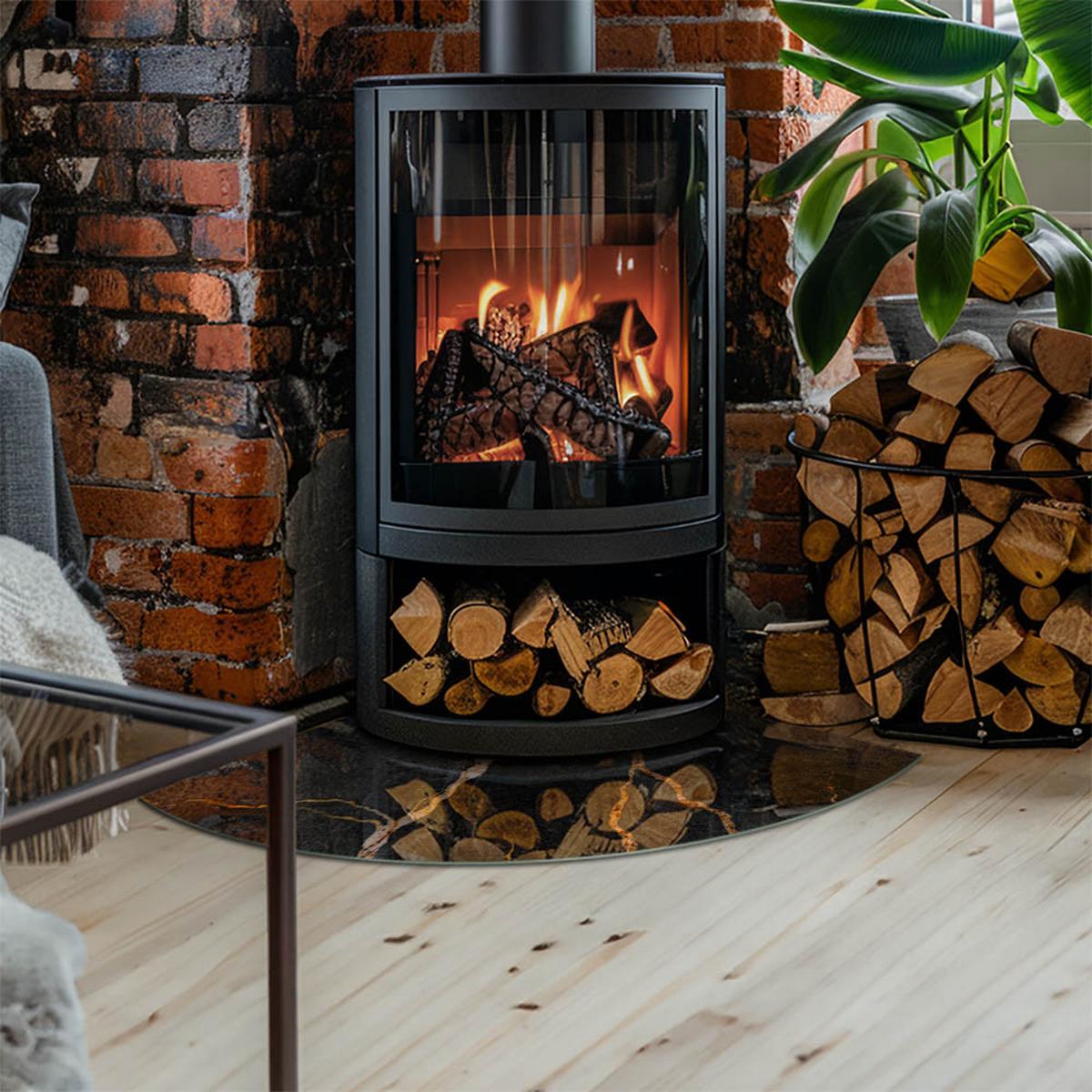 GLASPLATTE für Kamin 100x100 cm - Schwarz, Glas (100/100/0.4cm) - TULUP