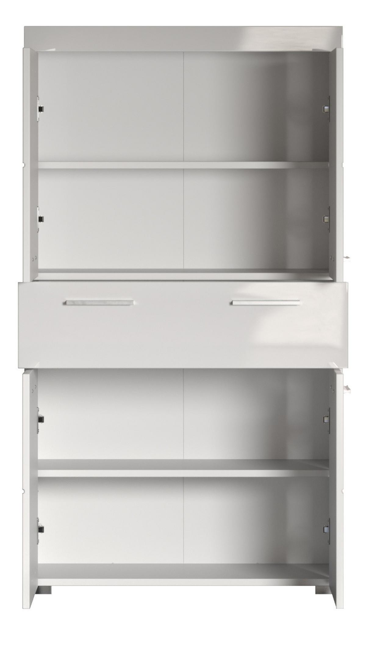 MIDISCHRANK weiß Hochglanz 73 x 132 cm, Badschrank in modernem Design - Weiß, Holzwerkstoff/Kunststoff (73/132/31cm) - Top.Furn