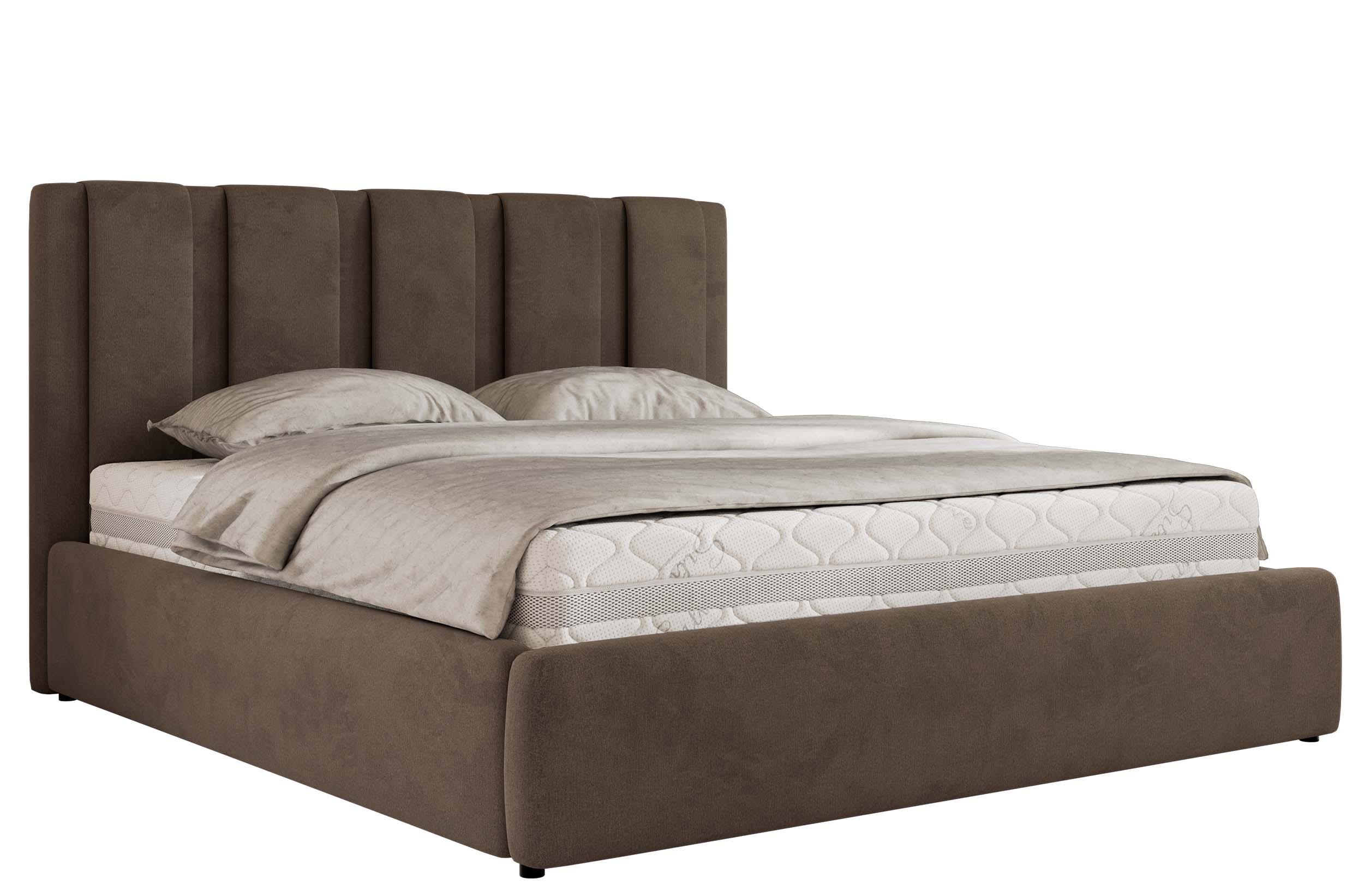 POLSTERBETT SAVINO CLASSIC 140/200 - Braun Velvet - Pocket-Matratze - Braun, Textil (140/200cm) - MKS