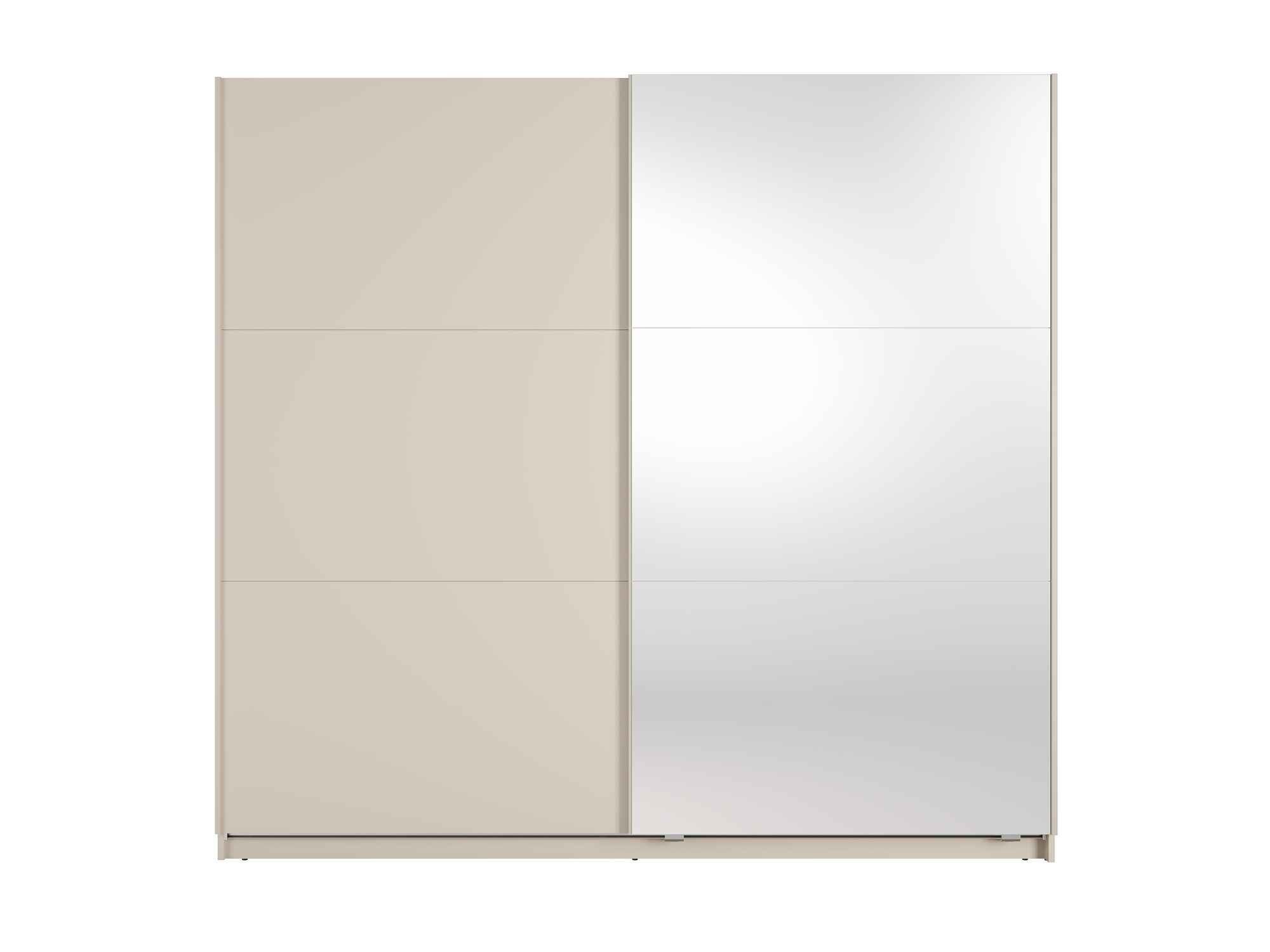 SCHWEBETÜRENSCHRANK RADEN 221/207/60cm 2-türig mit Spiegel Beige - Beige, Holzwerkstoff (221/207/60cm) - MASSENO