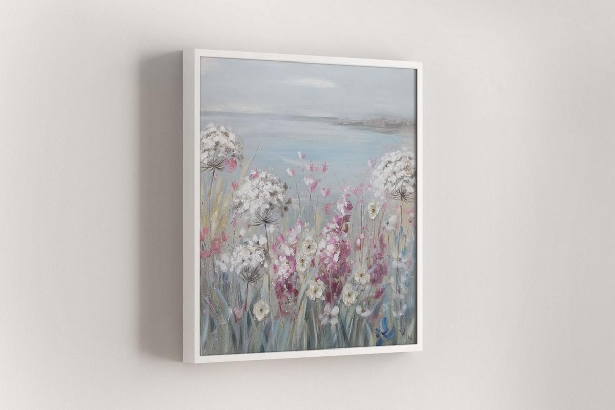 ACRYLBILD HANDGEMALT 80/80 cm - Blau/Pink, Holz/Textil (80/80cm) - KUNSTLOFT