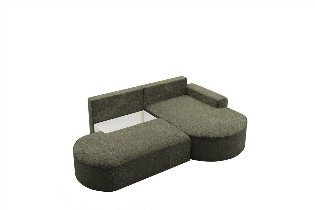 ECKSOFA Girona Mit Schlaffunktion - Grün, Holzwerkstoff/Textil (278/179cm) - Fun Möbel