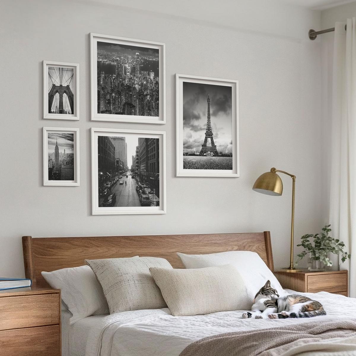 BILDER SET 5er Set - 50x50 cm & 20x30 cm & 40x60 cm Weißer Rahmen - Sommerstrände, Meereslandschaft - Weiß, Kunststoff (40/60cm) - TULUP