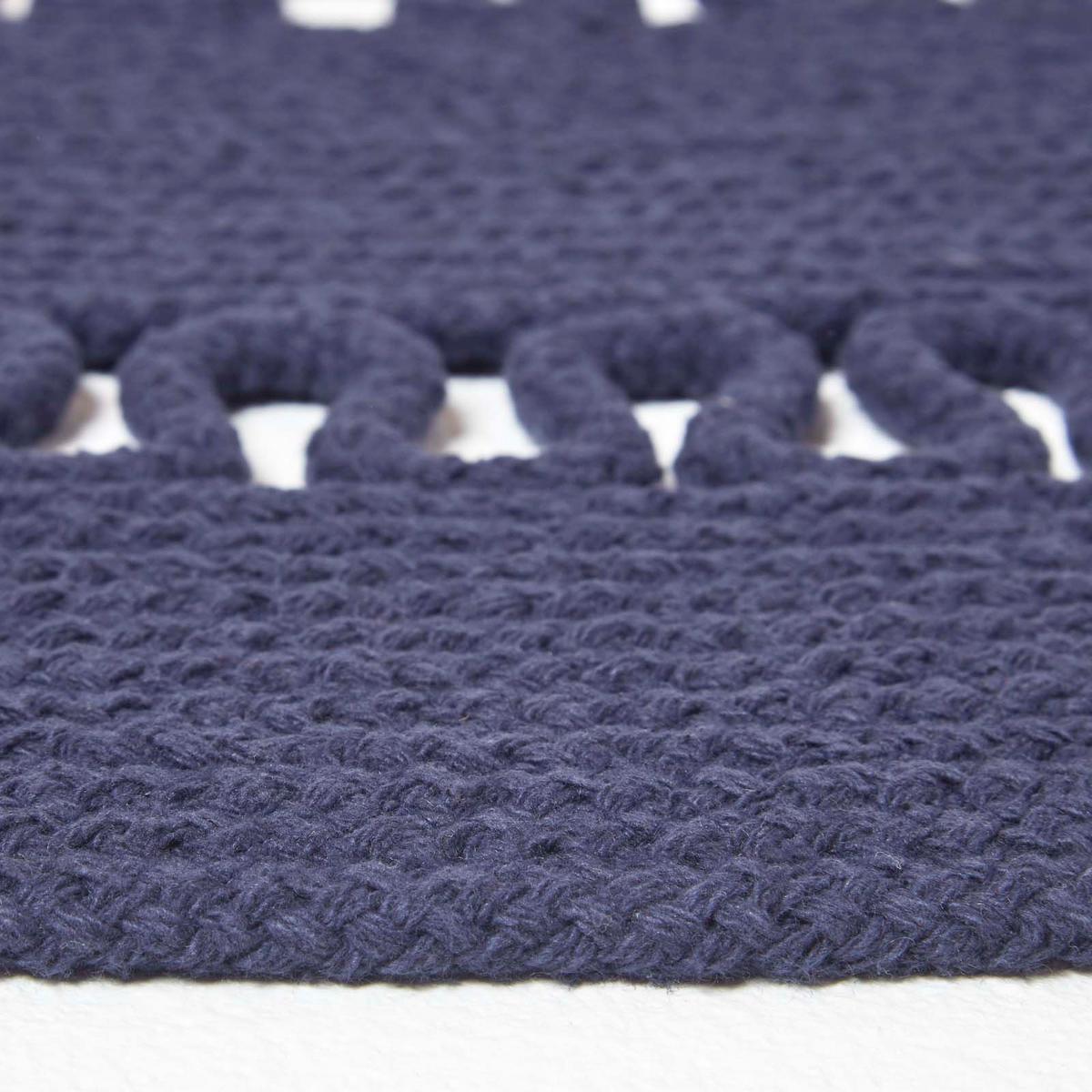 TEPPICH geflochten rund mit Häkel-Muster 70 cm - Dunkelblau, Textil (70/70cm) - Homescapes