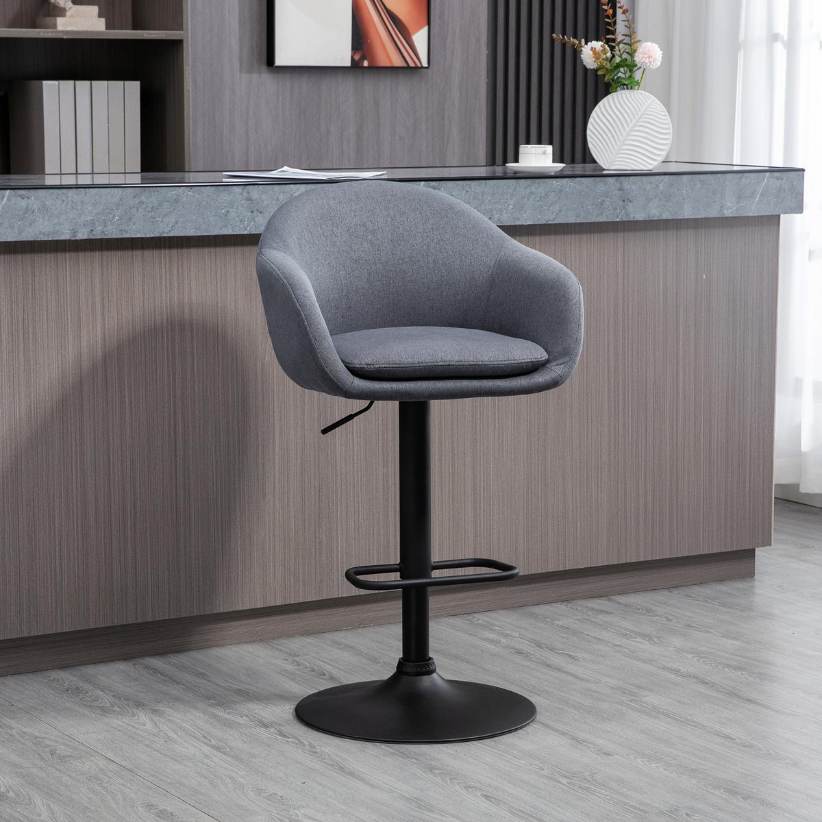 BARHOCKER, Leinenimitat, Dunkelgrau - Dunkelgrau, Textil (54/112/54cm) - HOMCOM