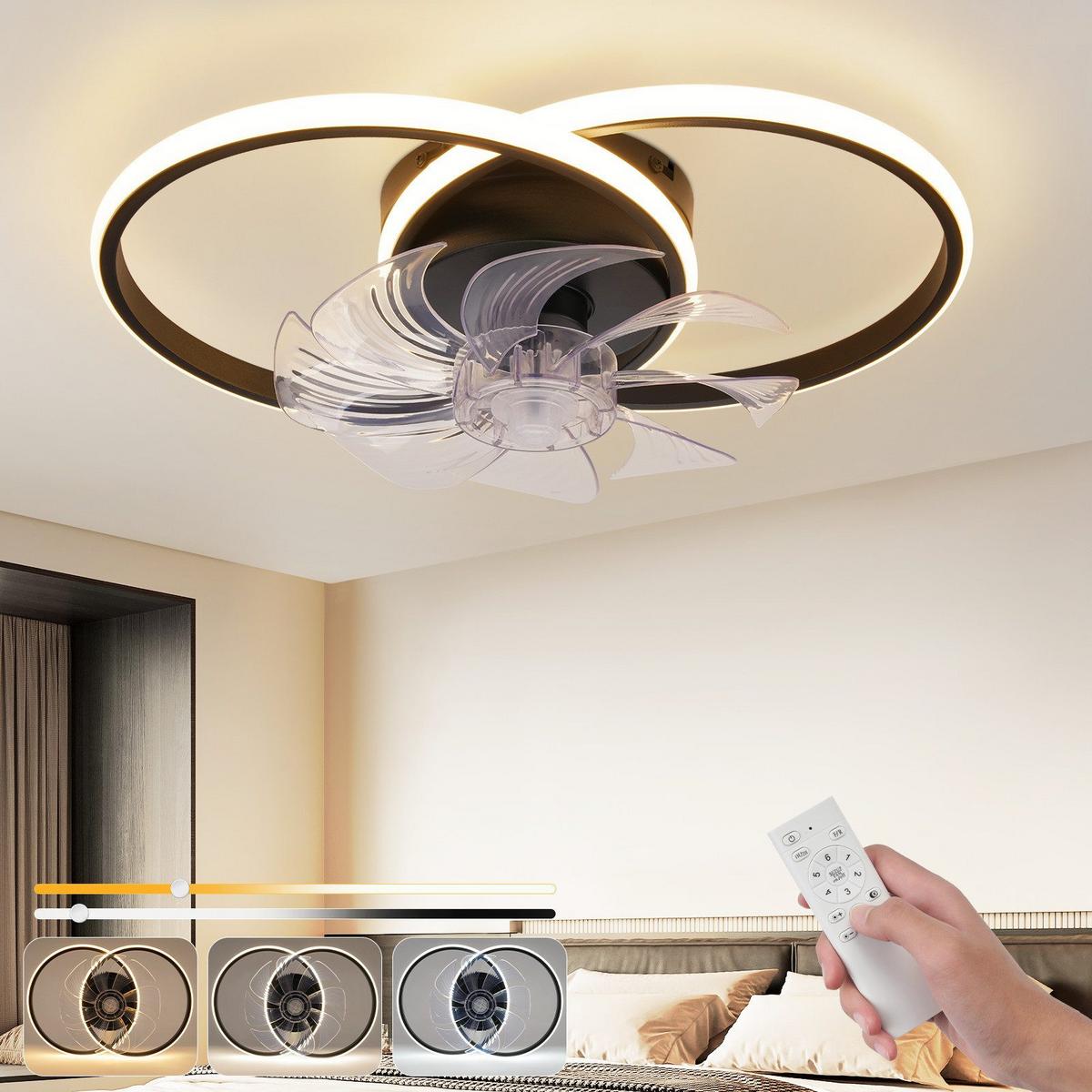 DECKENVENTILATOR Erik II 50/50/17cm - Schwarz, Kunststoff (50/33/17cm) - Nettlife