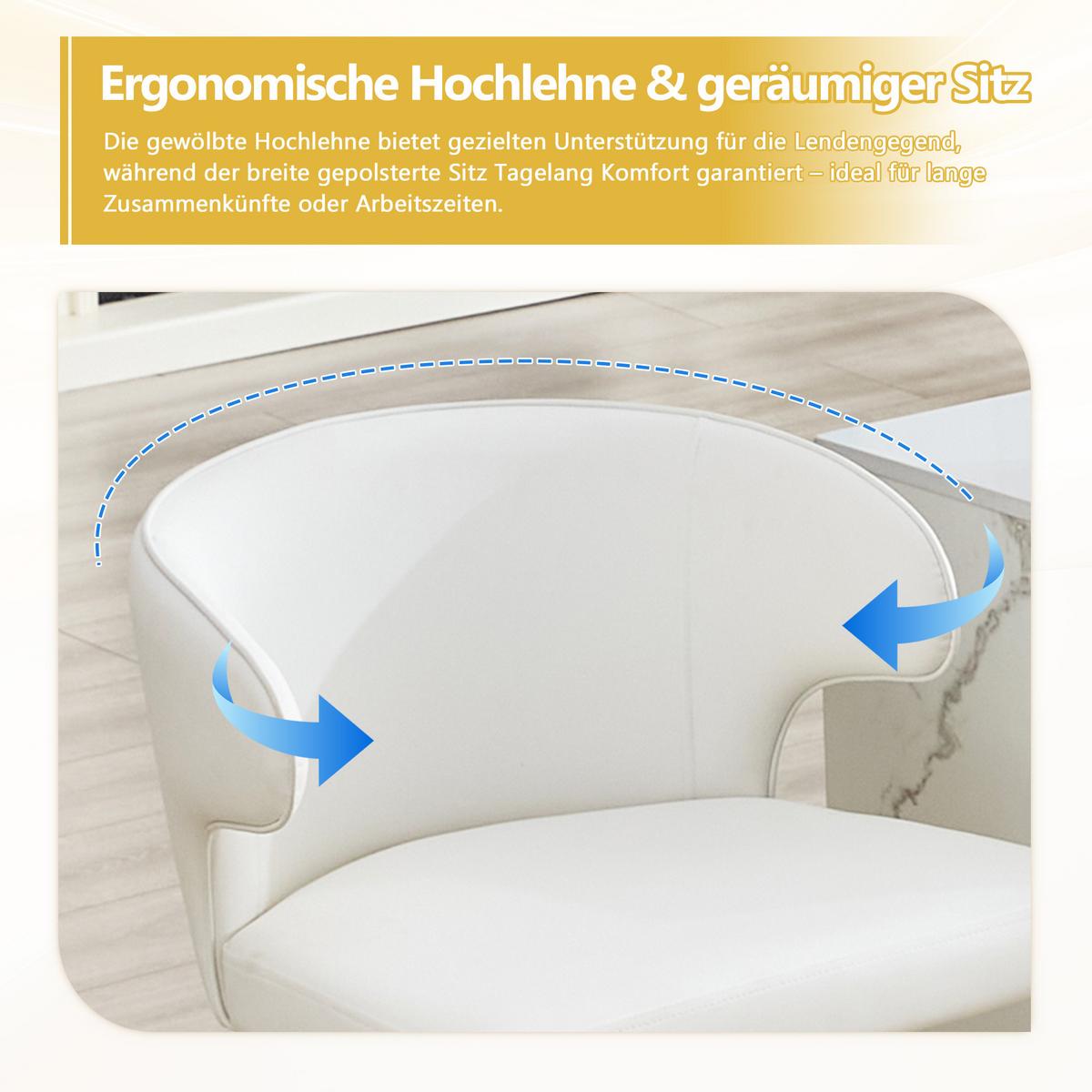 BARHOCKER 2er Set Weiß PU-Leder Höhenverstellbar mit Lehne & Fußstütze - Weiß, Leder (49.7/110/45cm) - Urban Meuble