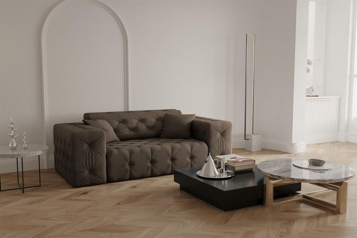 SOFASET Chantal - Braun, Holzwerkstoff/Textil (251/78/96cm) - Fun Möbel