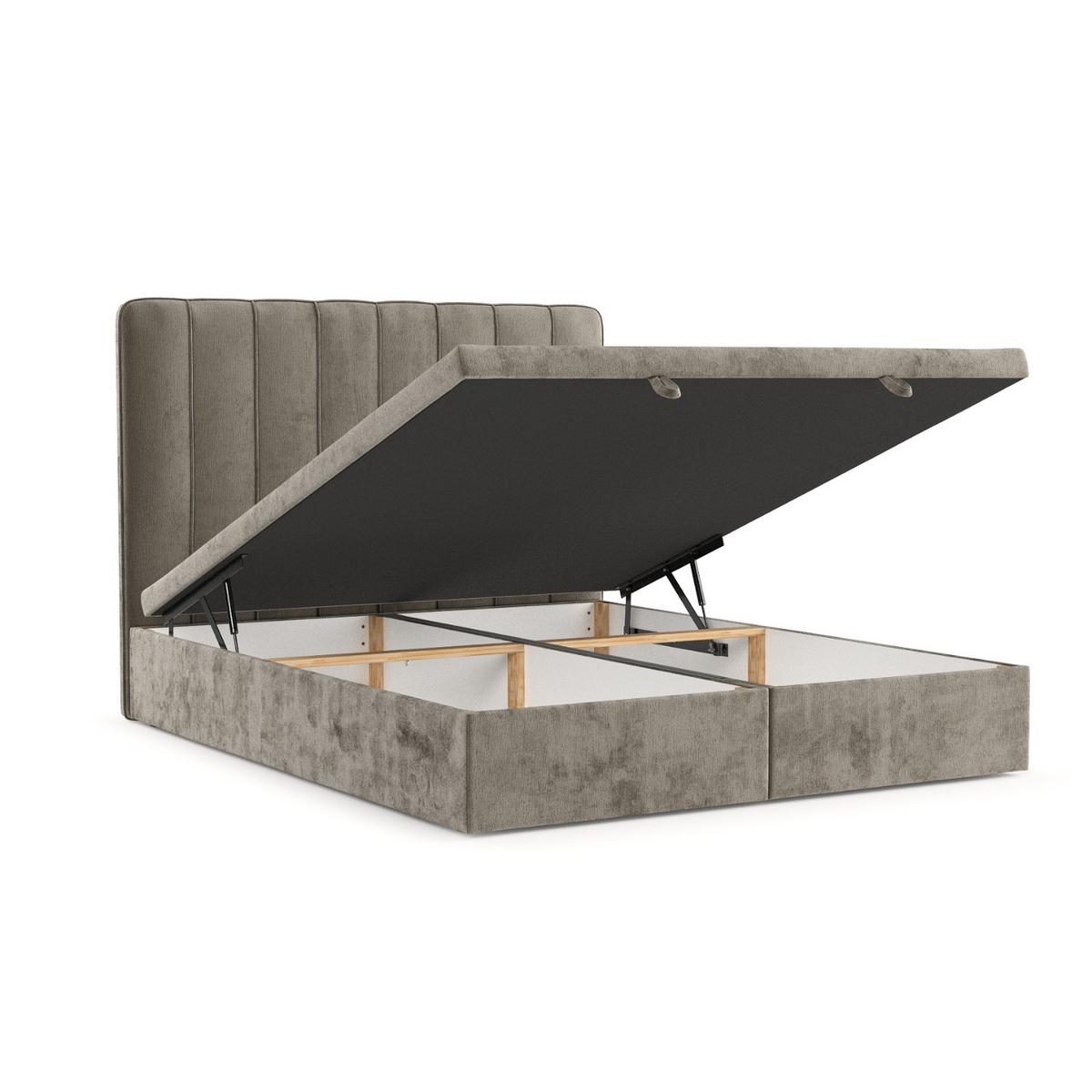 POLSTERBETT Vienna mit Stauraum 180/200 cm Beige im Lotta Stoff - Beige/Schwarz, Holz/Holzwerkstoff (180/200cm) - AltaBeds