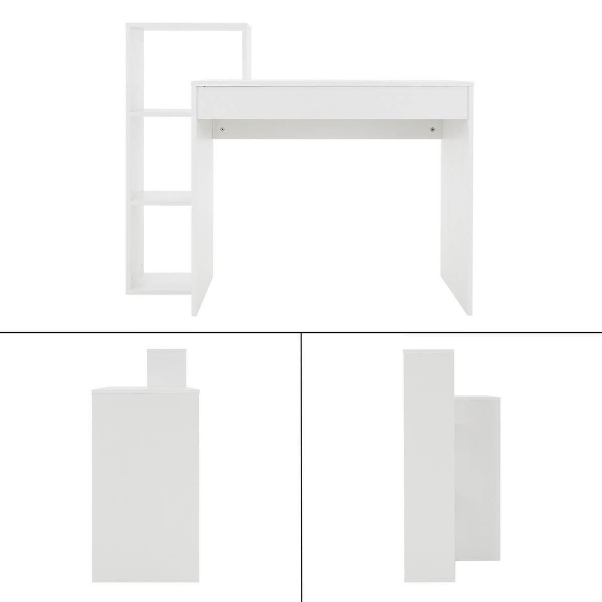 SCHREIBTISCH mit Regal 110x72x40 cm Weiß - Weiß, Holzwerkstoff (110/40/91cm) - ML-DESIGN