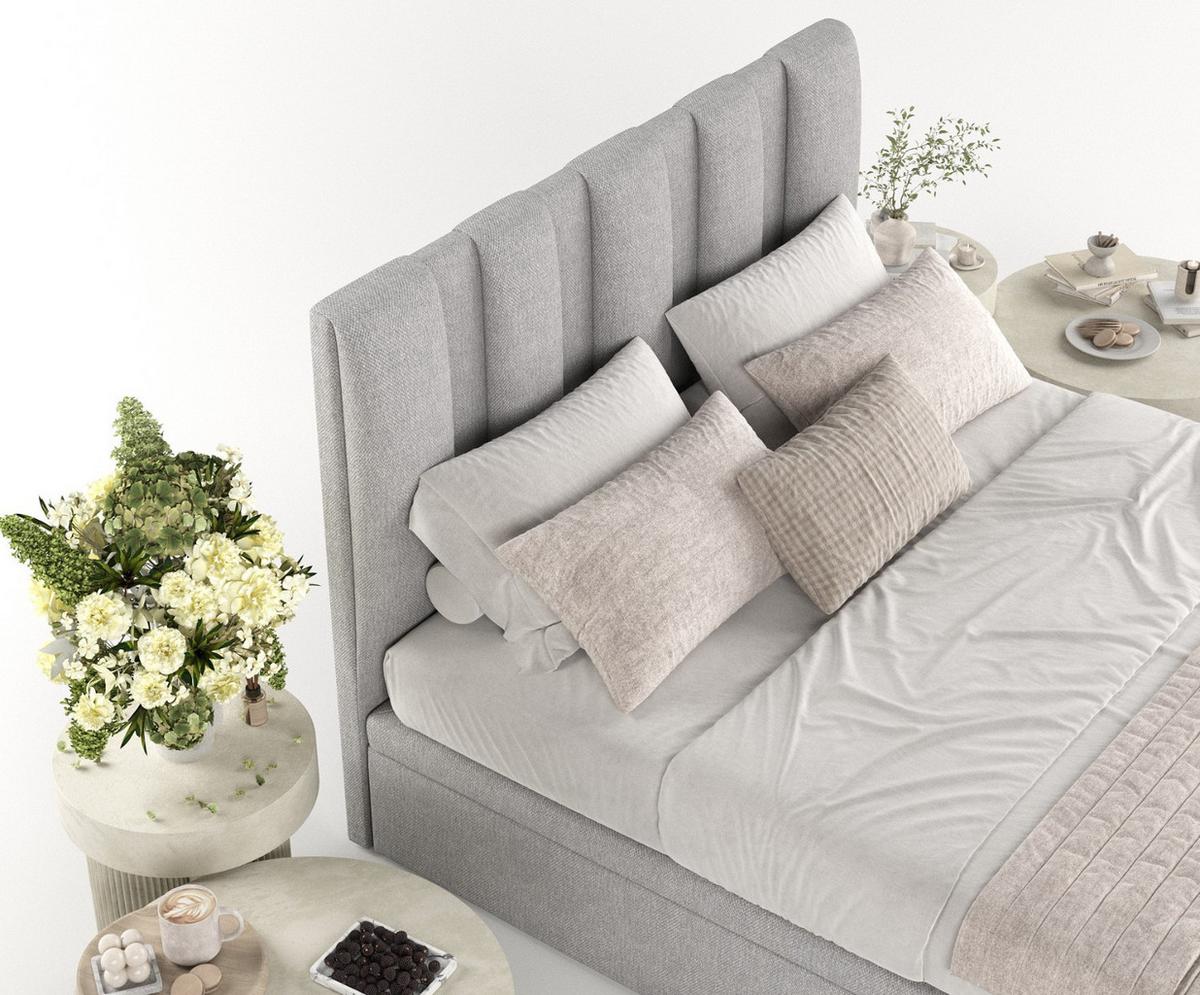 POLSTERBETT Orta mit Stauraum 140/200 cm Grau im Megan Stoff - Schwarz/Grau, Holz/Holzwerkstoff (140/200cm) - AltaBeds