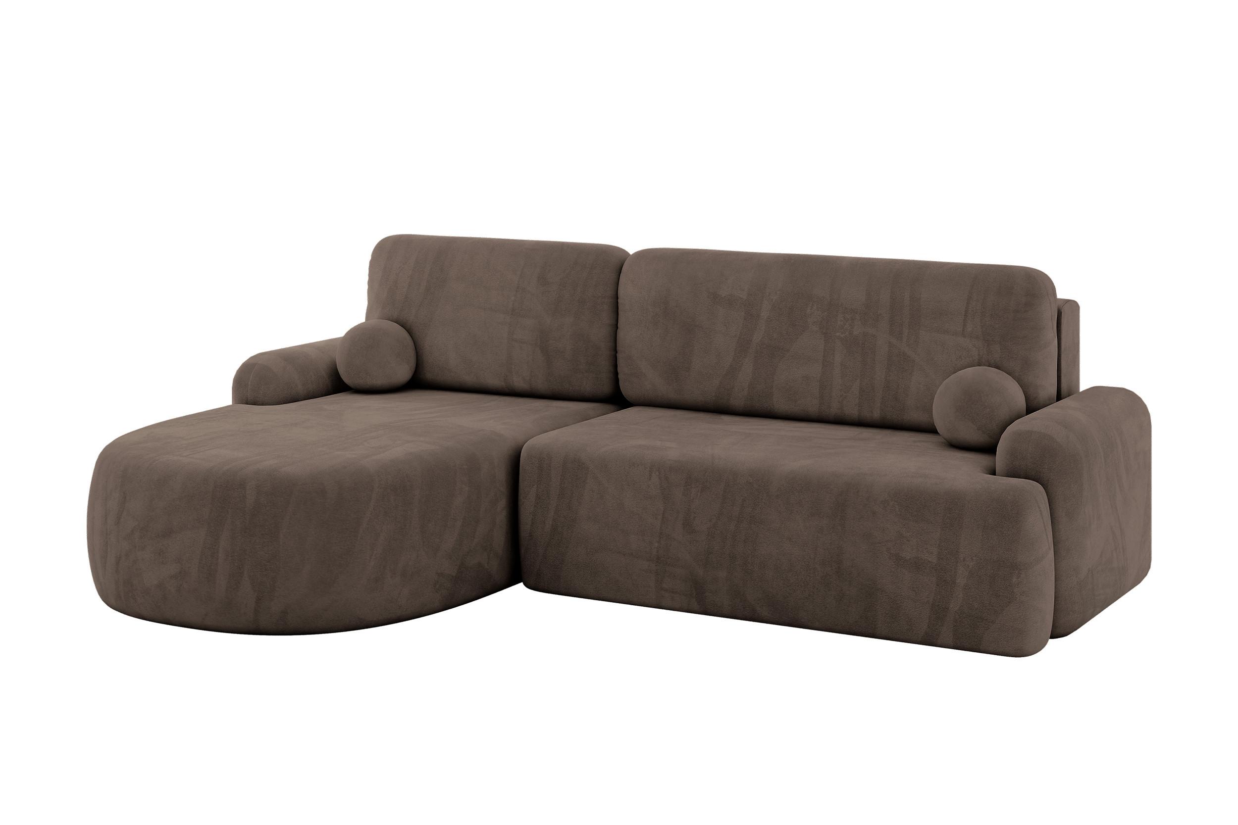 ECKSOFA mit Schlaffunktion und Bettkasten LIRA-L - 264x172x89 Braun - Braun, Holzwerkstoff/Textil (264/172cm) - ALTDECOR
